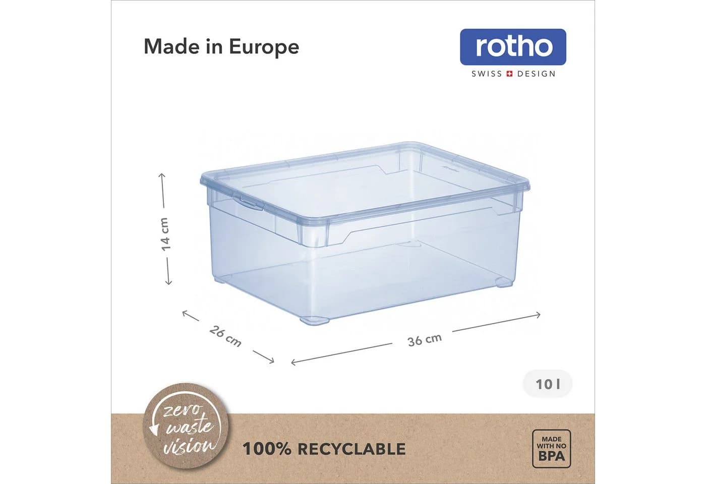 ROTHO Stapelbox Clear Box 10L Aufbewahrungsbox transparent stapelbar mit Deckel - Bild 4