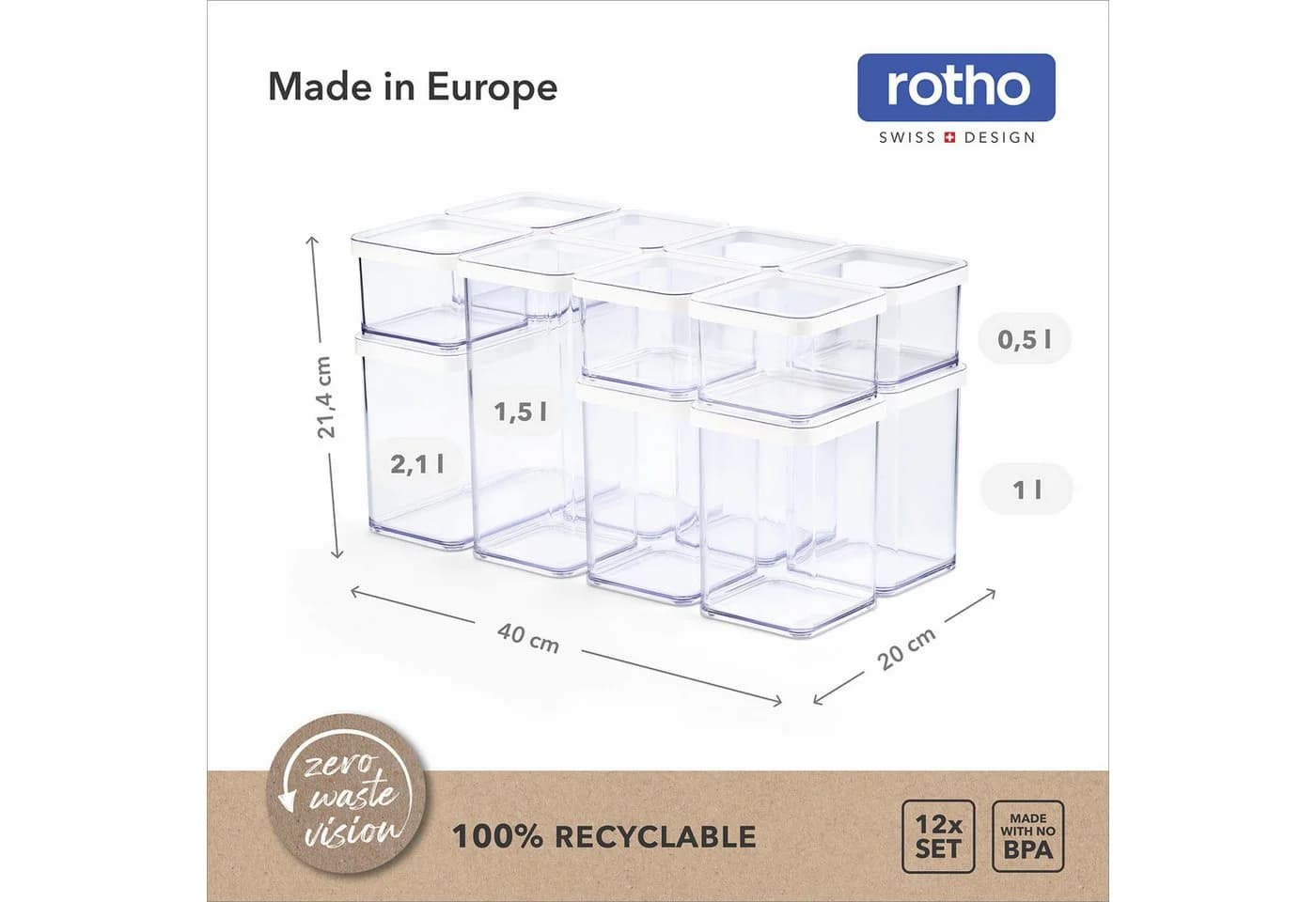 ROTHO Vorratsdosen-Set 12-teilig Transparent Luftdicht Stapelbar - Bild 4