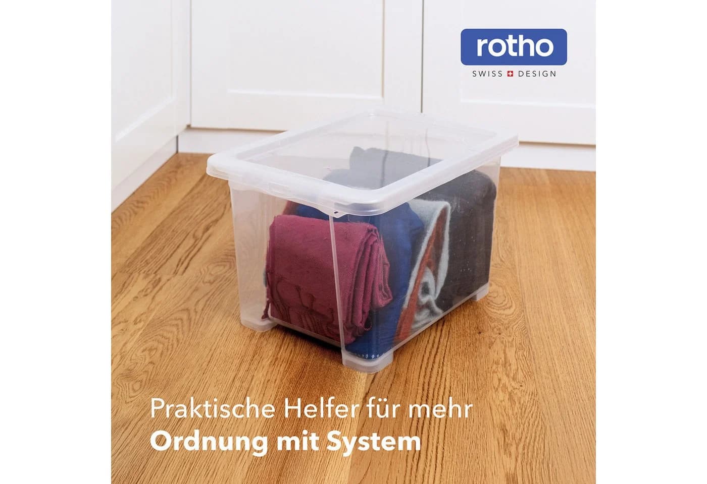ROTHO CORE BASIC Aufbewahrungsbox 15L 4er-Set Transparent Stapelbar