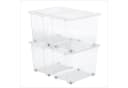 ROTHO Aufbewahrungsbox 4er-Set CORE BASIC 65L transparent stapelbar mit Rädern Bild 2