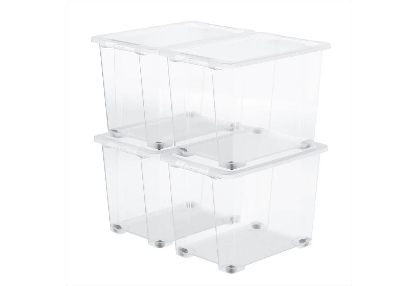 ROTHO Aufbewahrungsbox 4er-Set CORE BASIC 65L transparent stapelbar mit Rädern - Bild 2