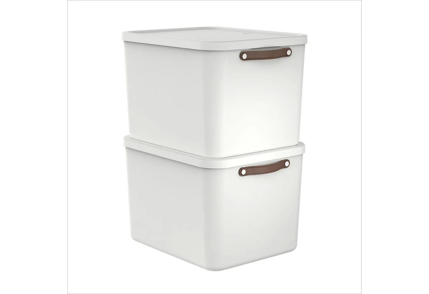 ROTHO Aufbewahrungsbox 2er-Set Weiß 55L Stapelbar - Bild 2