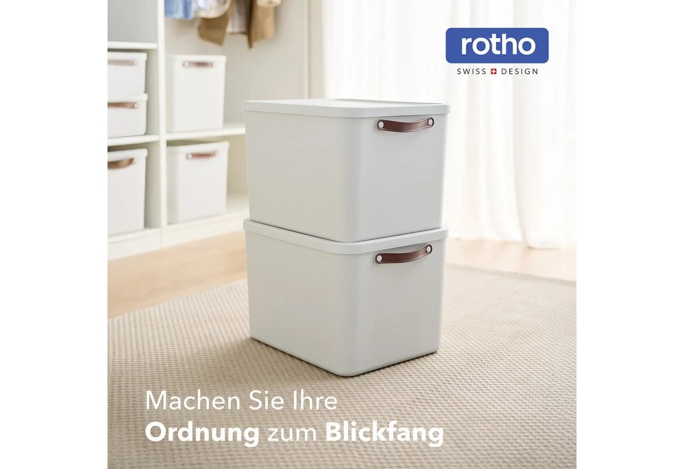 ROTHO Aufbewahrungsbox 2er-Set Weiß 55L Stapelbar - Bild 3