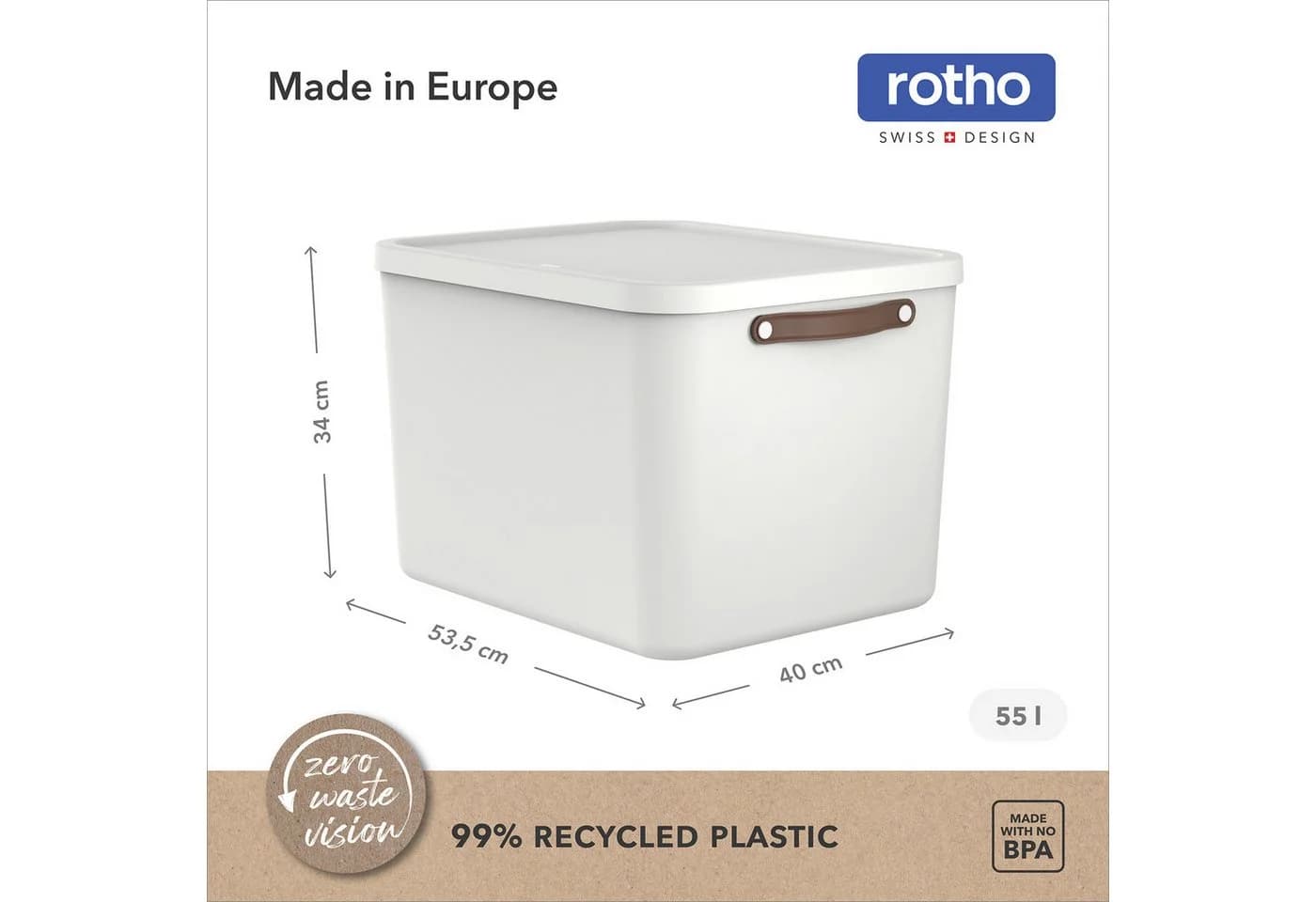 ROTHO Aufbewahrungsbox 2er-Set Weiß 55L Stapelbar - Bild 4