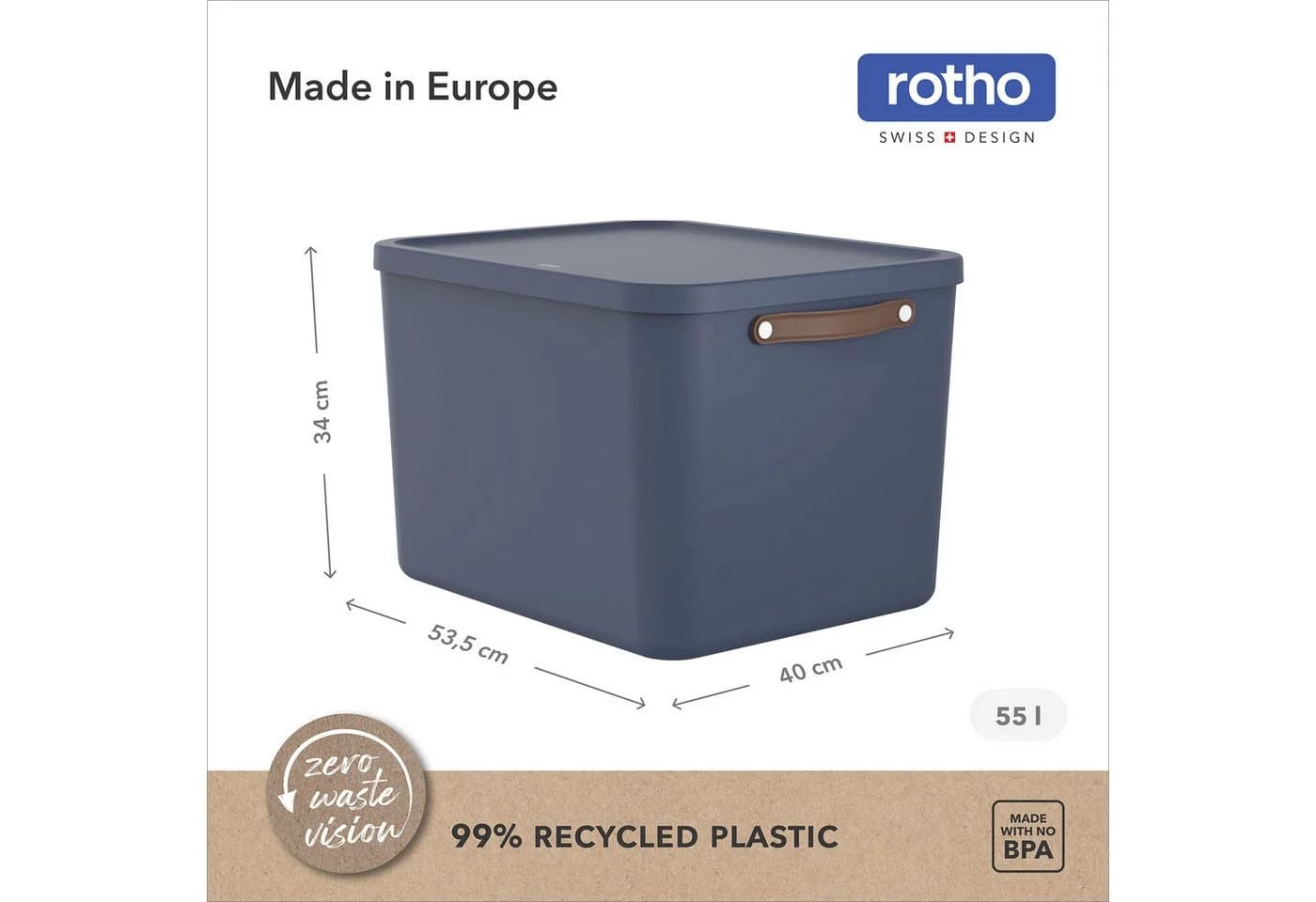 ROTHO Aufbewahrungsbox 55L - 2er Set Kunststoff Ordnungsbox - Bild 4
