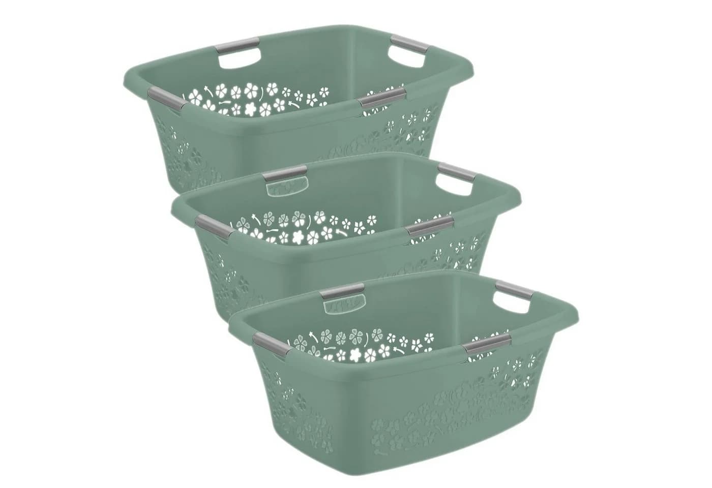 ROTHO Wäschekorb Flowers 3er-Set 50l Kunststoff PP BPA-frei - Bild 2