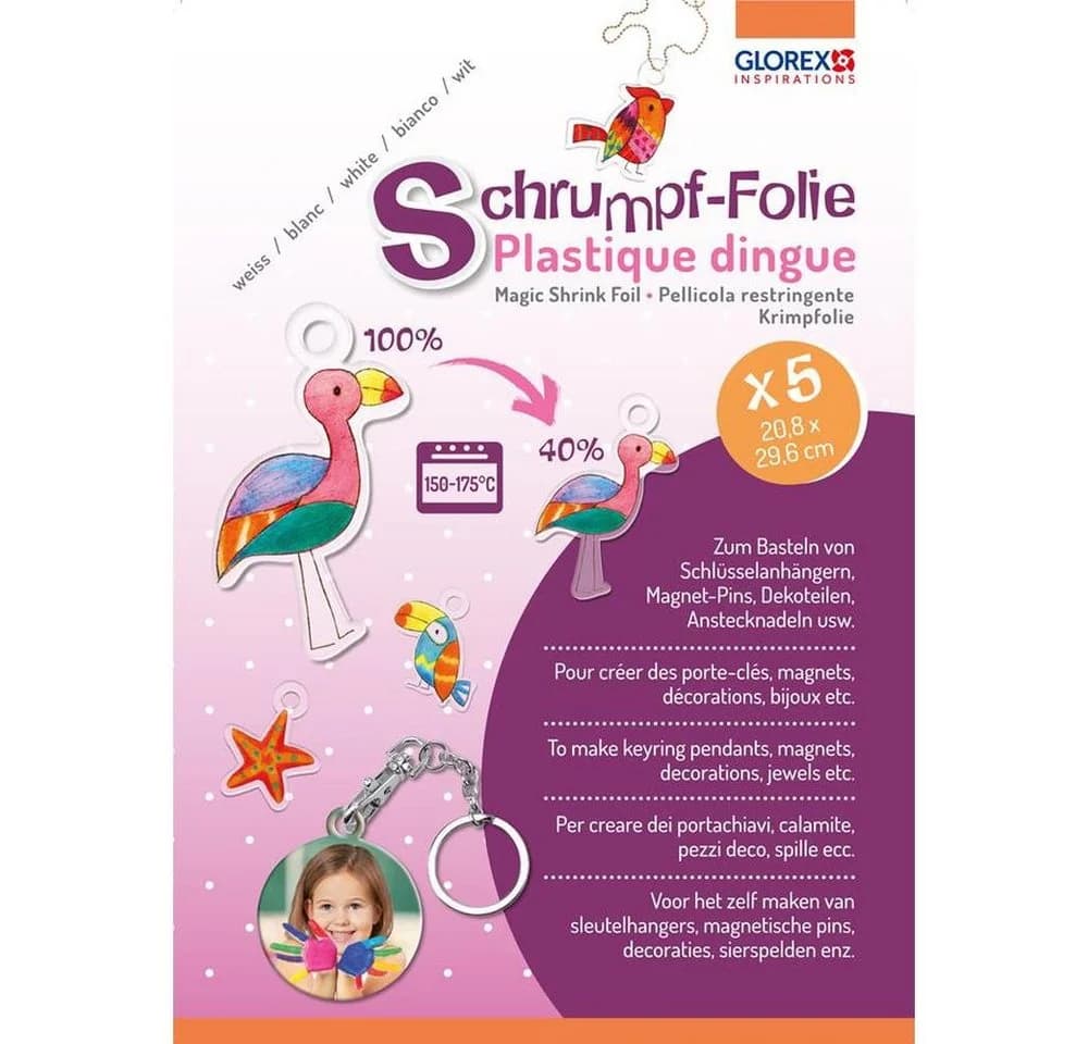 Glorex Schrumpffolie A4 transparent 5 Bogen Bastelzubehör