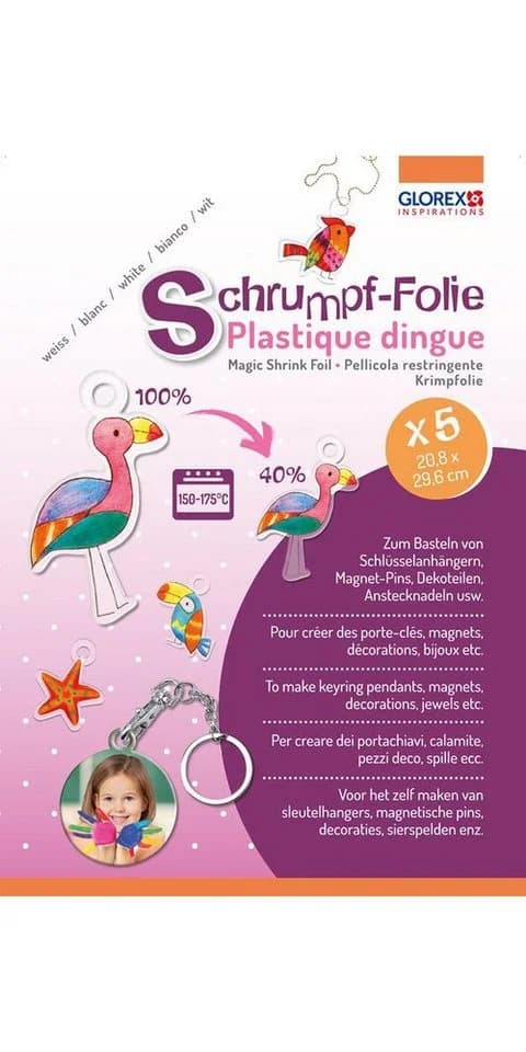 Glorex Schrumpffolie A4 transparent 5 Bogen Bastelzubehör - Bild 2