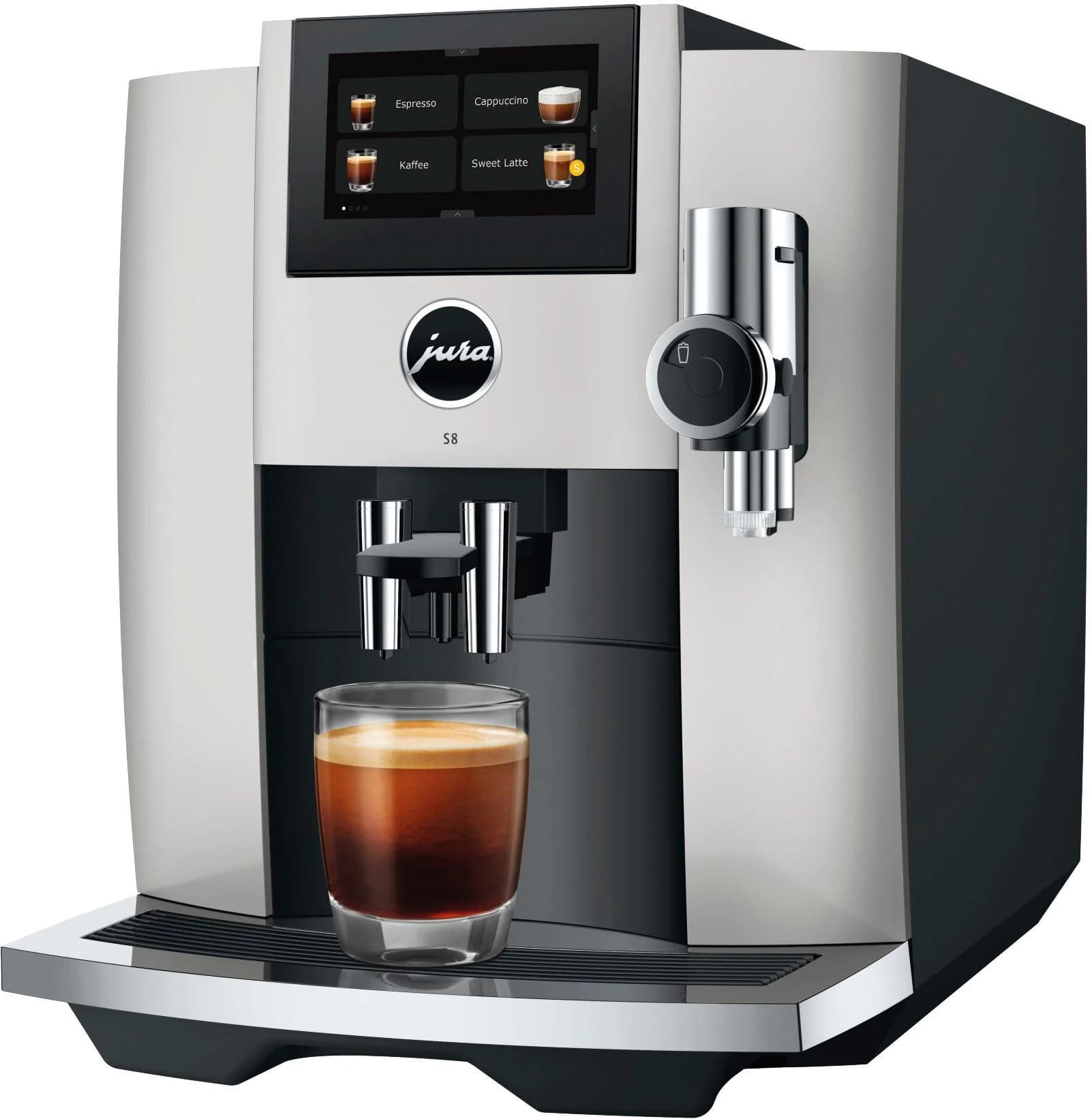 JURA Kaffeevollautomat S8 Platin 27 Spezialitäten Touch-Display