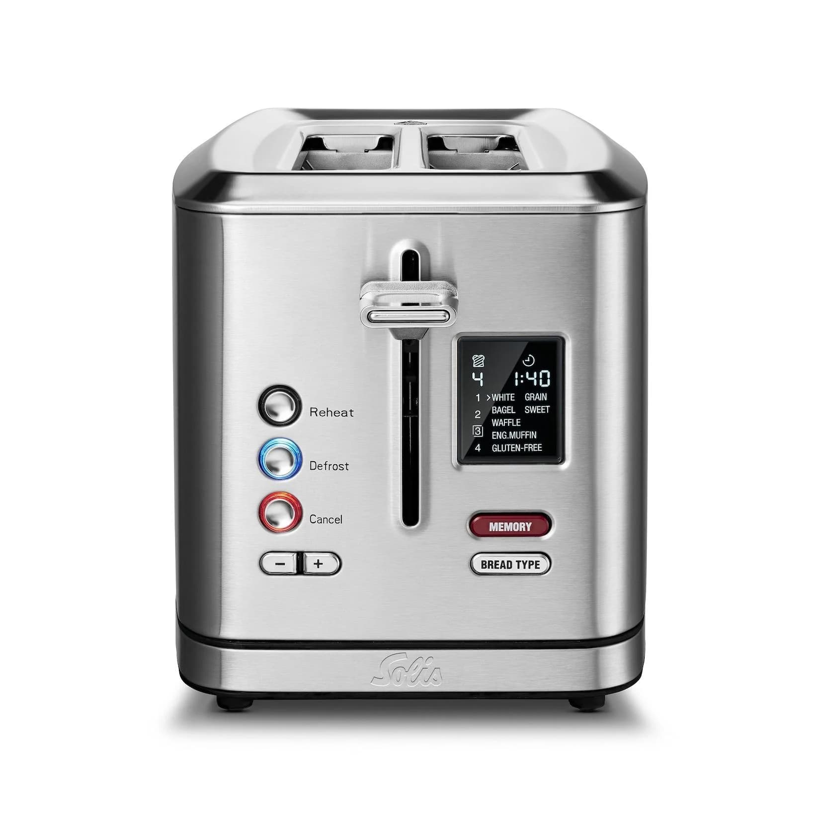 Solis Zwei-Schlitz Toaster mit Brötchenaufsatz und Wiedererhitzungsfunktion