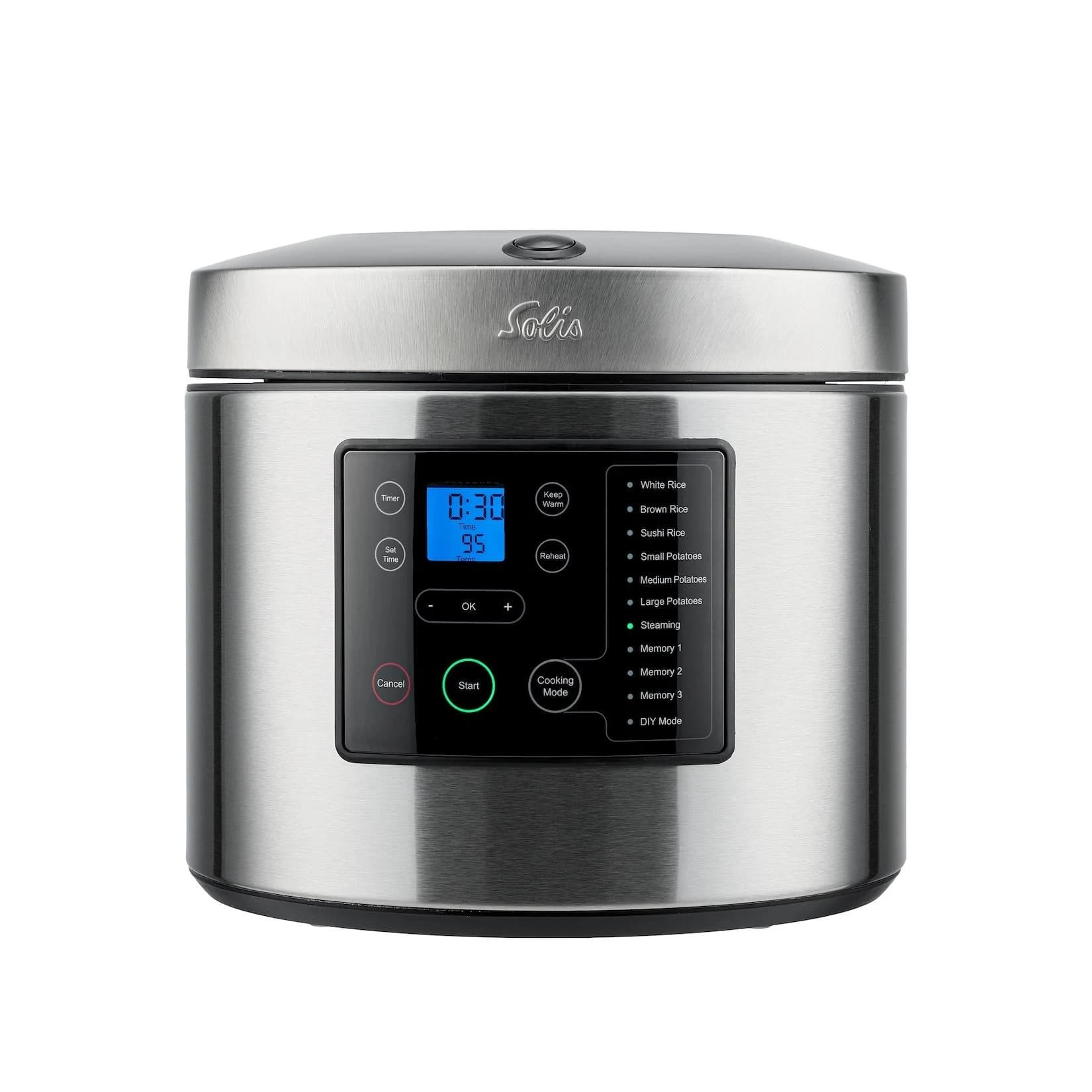 Solis Reiskocher & Dampfgarer 850 W 5L Volumen 3D Heizsystem Timer