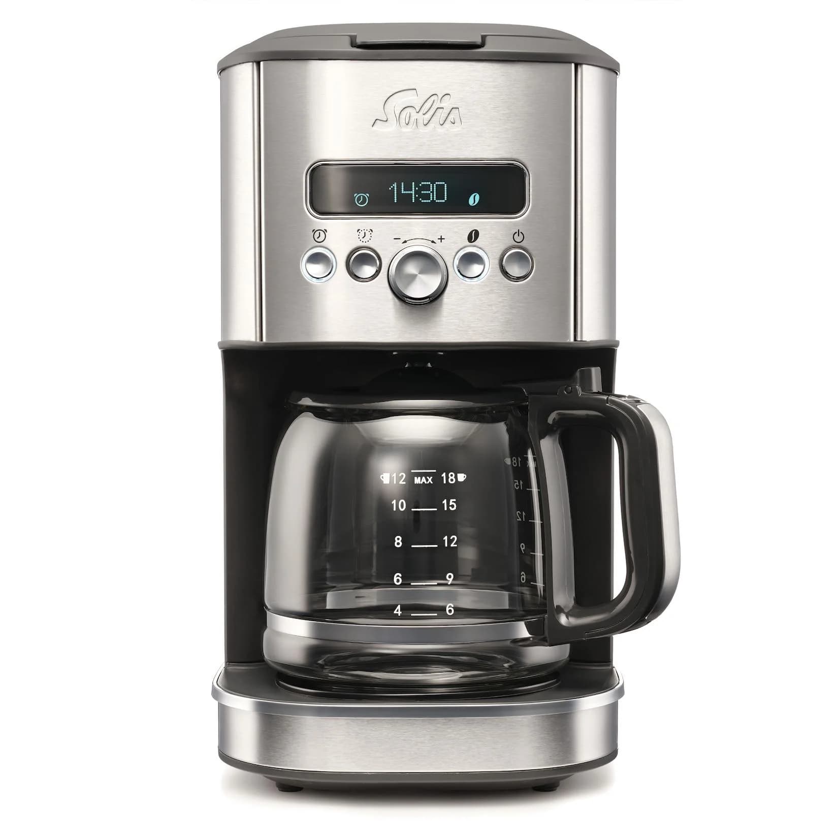 Solis Filterkaffeemaschine 1,8 Liter für 12-18 Tassen mit Timer