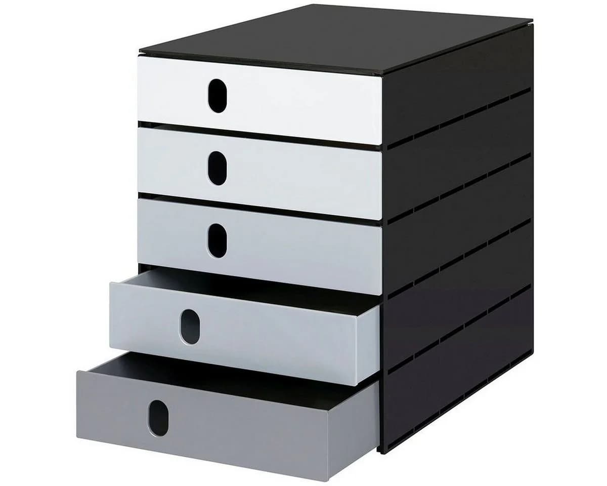 STYRO Organizer Schubladenbox 5-fach grau/schwarz