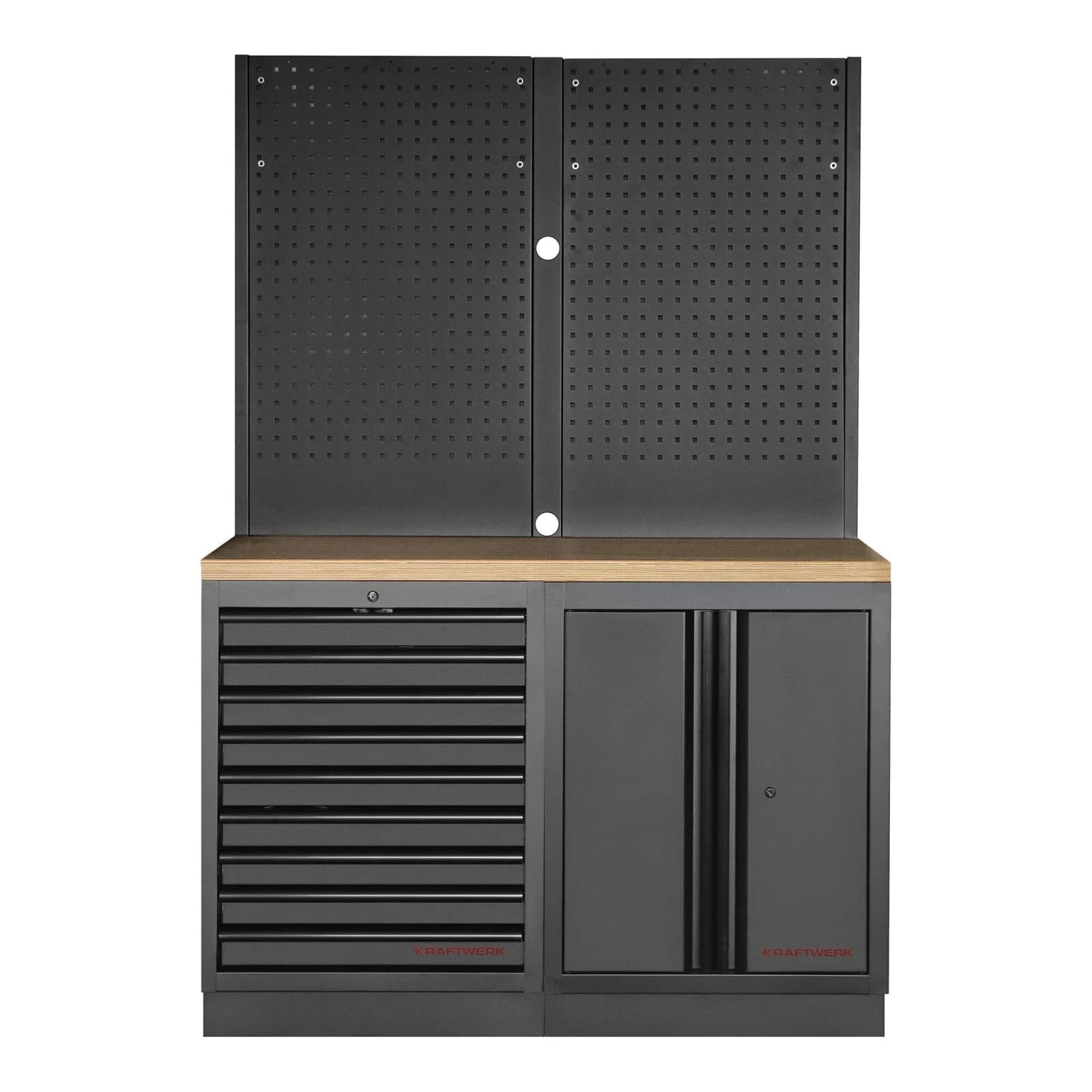 Kraftwerk MOBILIO BLK 2er Kombi Werkstattschrank Schwarz Buche