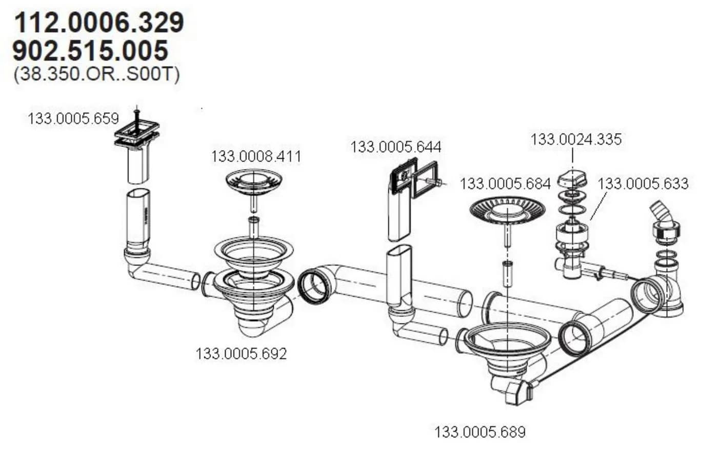 FRANKE Ab-Überlaufgarnitur 3,5 Zoll für Spüle Active Kitchen 654 - Bild 2