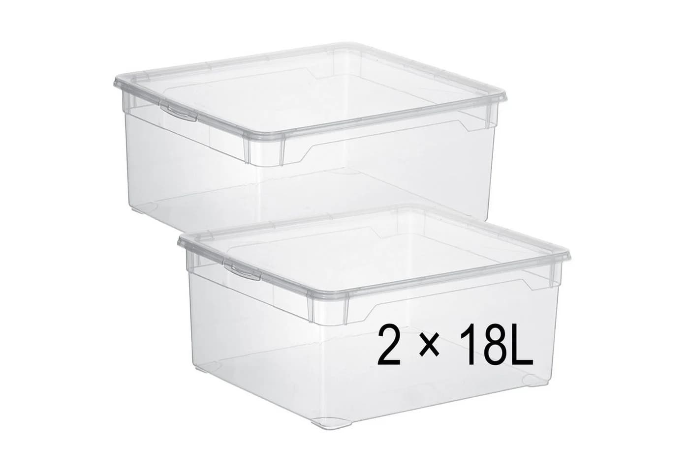 ROTHO Stapelbox Clear 18 l Transparent Stapelbar Aufbewahrungsbox 2 St - Bild 2