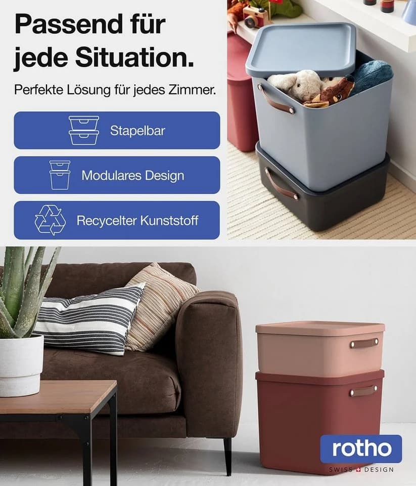 ROTHO Aufbewahrungsbox MALOJA 3er-Set Weiß Kunststoff - Bild 3