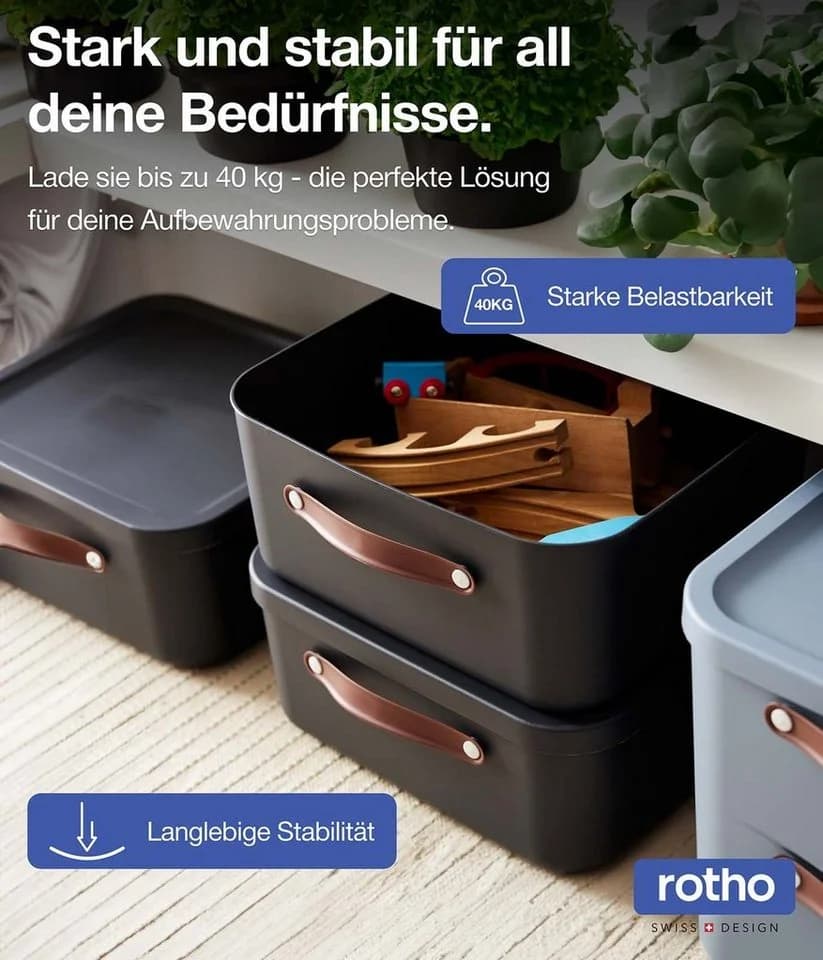 ROTHO Aufbewahrungsbox MALOJA 3er-Set Weiß Kunststoff - Bild 5