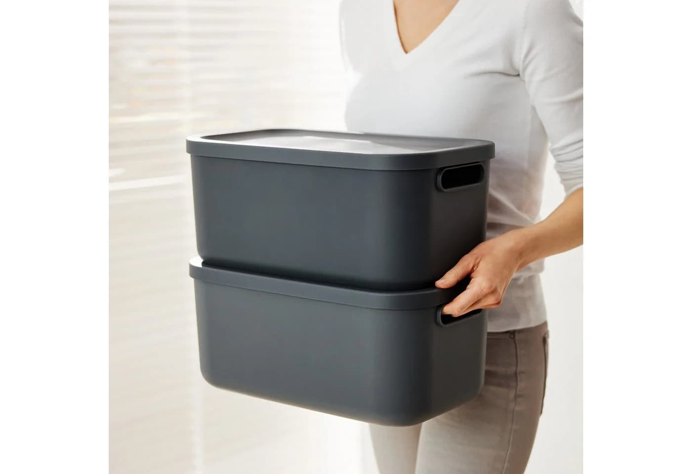 ROTHO Stapelbox Albula Light Set 5tlg. Grau Kunststoff