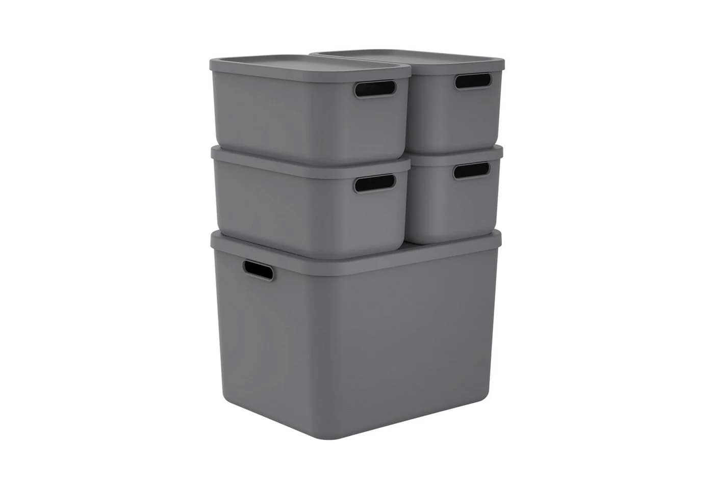 ROTHO Stapelbox Albula Light Set 5tlg. Grau Kunststoff - Bild 2
