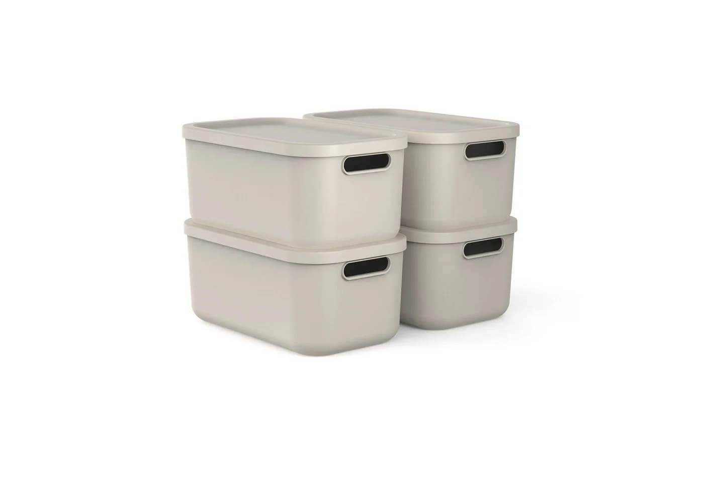 ROTHO Stapelbox 4er-Set Braun Kunststoff Aufbewahrungsbox - Bild 2
