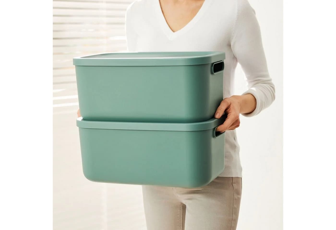 ROTHO Aufbewahrungsbox Albula Light 2er-Set 12l mit Deckel