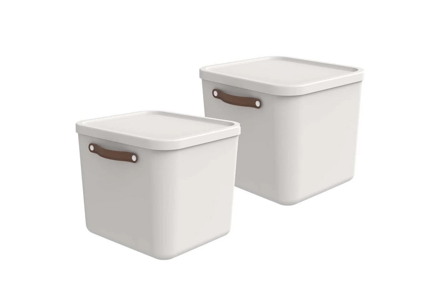 ROTHO Aufbewahrungsbox 2er-Set 40l Weiß Kunststoff - Bild 2