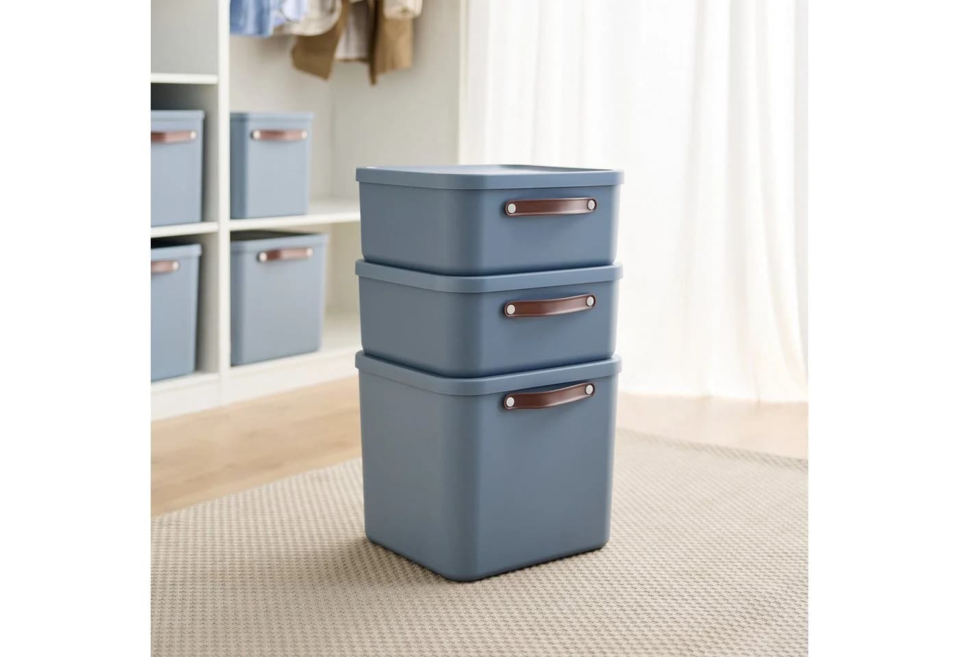 ROTHO Aufbewahrungsbox 2er-Set Maloja 20l Blau mit Deckel
