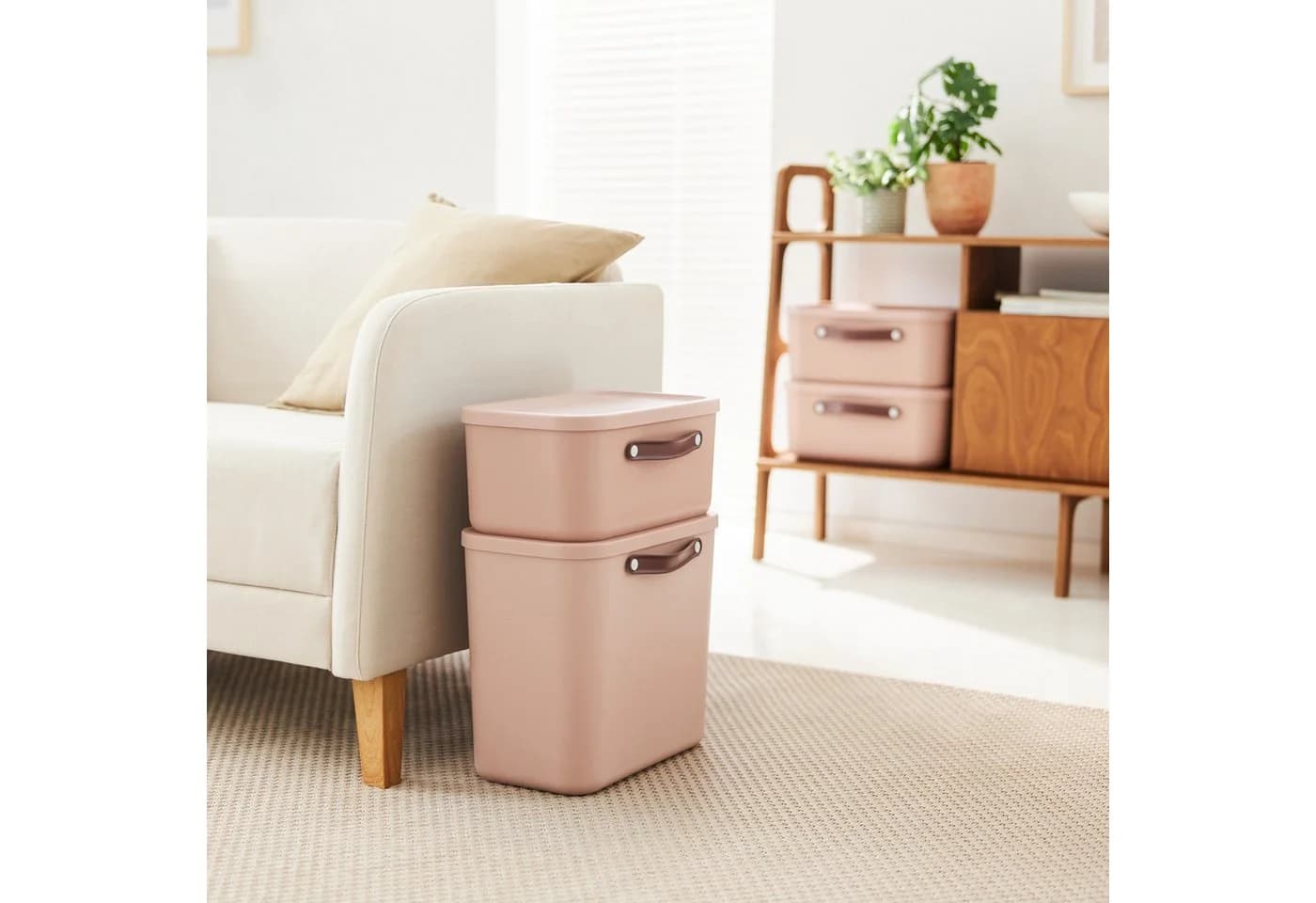 ROTHO Stapelbox 2er-Set Maloja 12l Rosa Aufbewahrungsbox - Bild 5