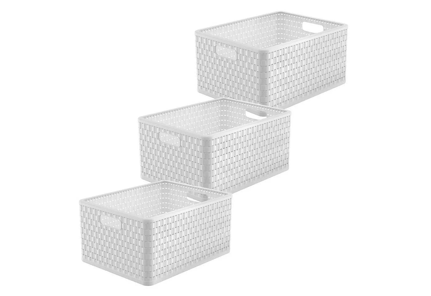 ROTHO Aufbewahrungsbox 3er-Set Country Weiß Rattan-Optik - Bild 2