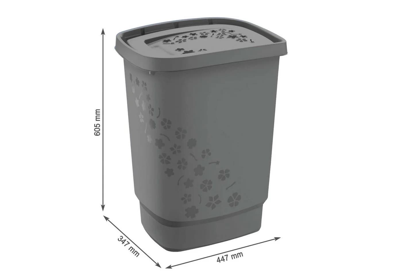 ROTHO Wäschekorb Flowers 2er-Set Schwarz Kunststoff 55l - Bild 3