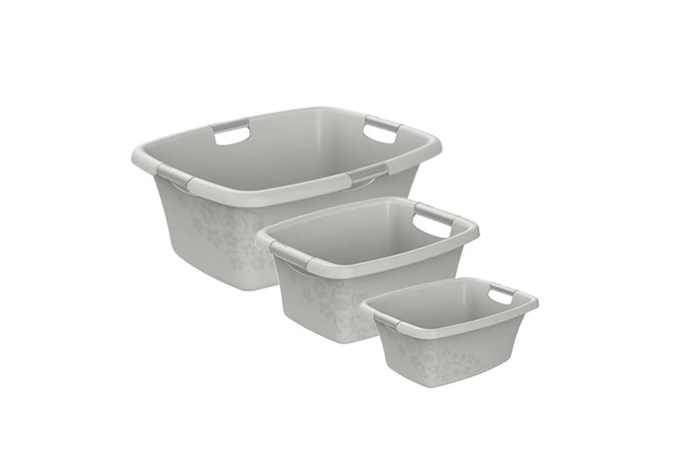 ROTHO Wäschewannen-Set 3-tlg. Grau Kunststoff BPA-frei Stapelbar - Bild 2