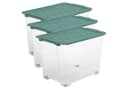 ROTHO Aufbewahrungsbox Evo Safe Keeping 3er-Set 65l Grün mit Deckel und Rädern Bild 2