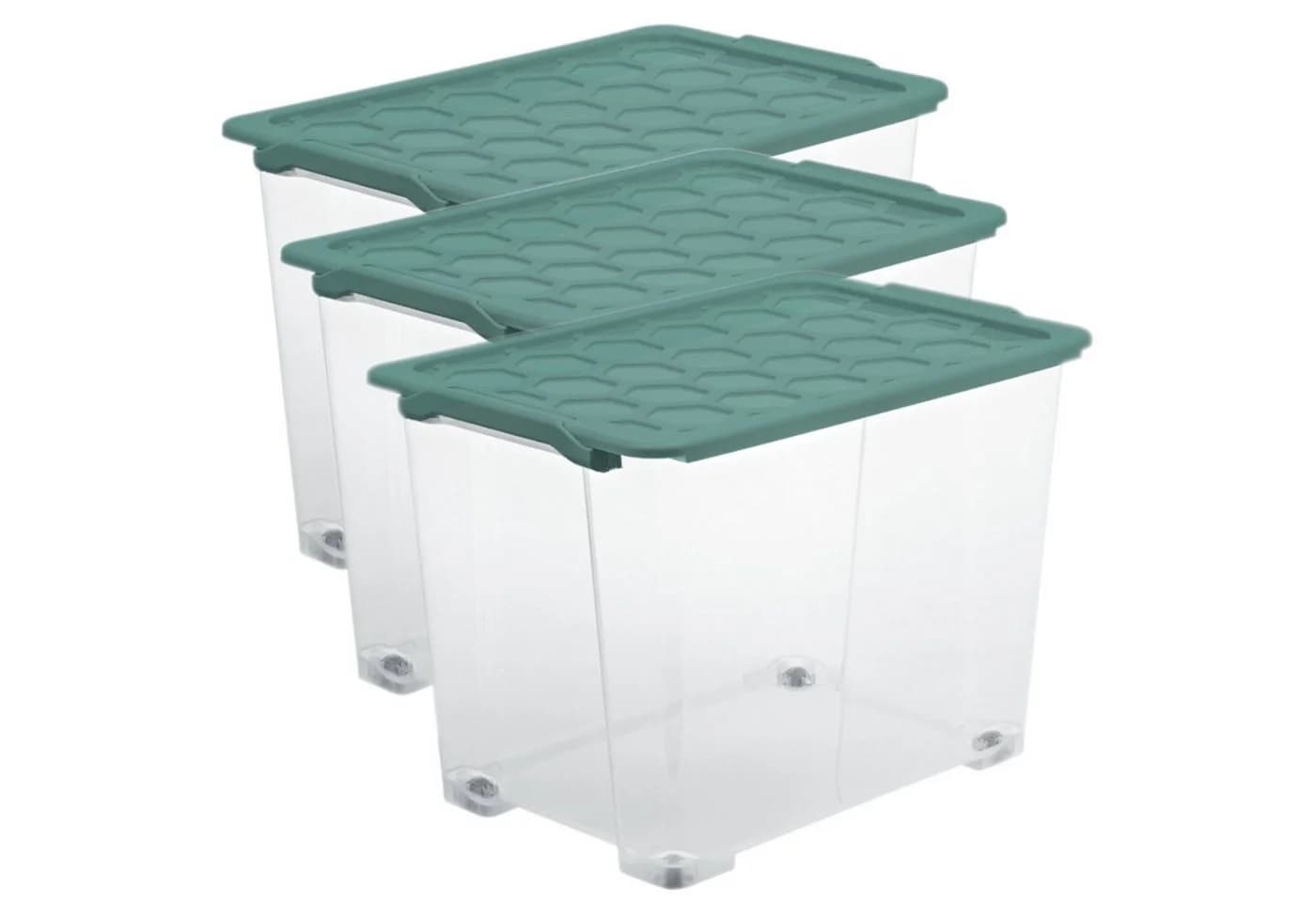 ROTHO Aufbewahrungsbox Evo Safe Keeping 3er-Set 65l Grün mit Deckel und Rädern - Bild 2