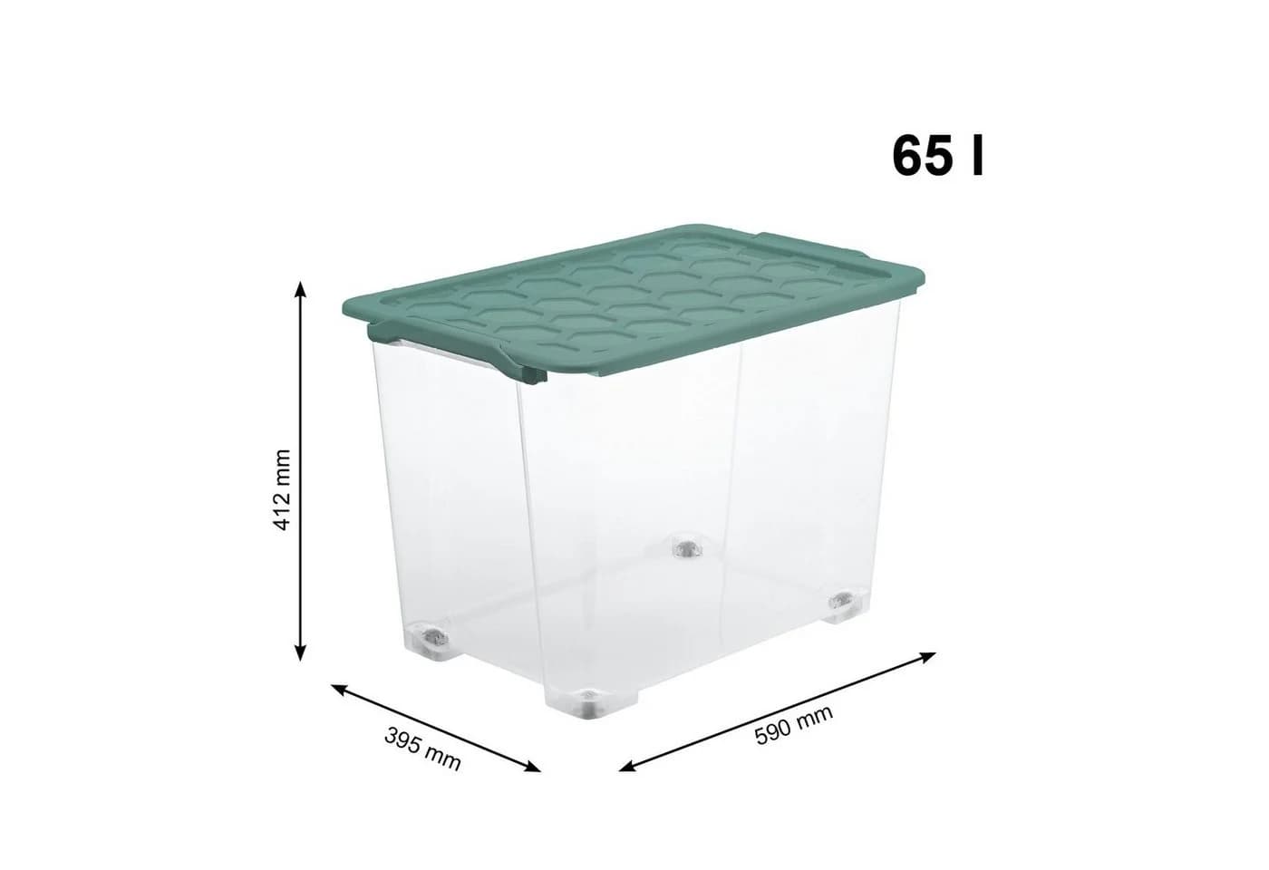 ROTHO Aufbewahrungsbox Evo Safe Keeping 3er-Set 65l Grün mit Deckel und Rädern - Bild 3