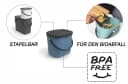 ROTHO Biomülleimer Albula 2er-Set 6l Blau Stapelbar Bild 3