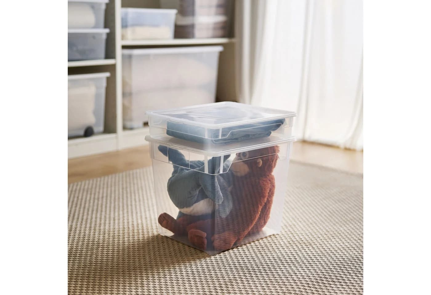 ROTHO Aufbewahrungsbox CLEAR 9l 6er-Set Transparent Stapelbar - Bild 3