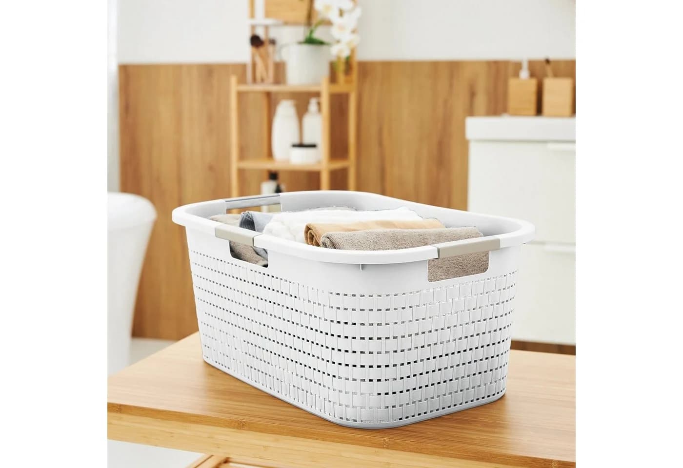 ROTHO Wäschekorb 3er-Set 40L COUNTRY Weiß Kunststoff