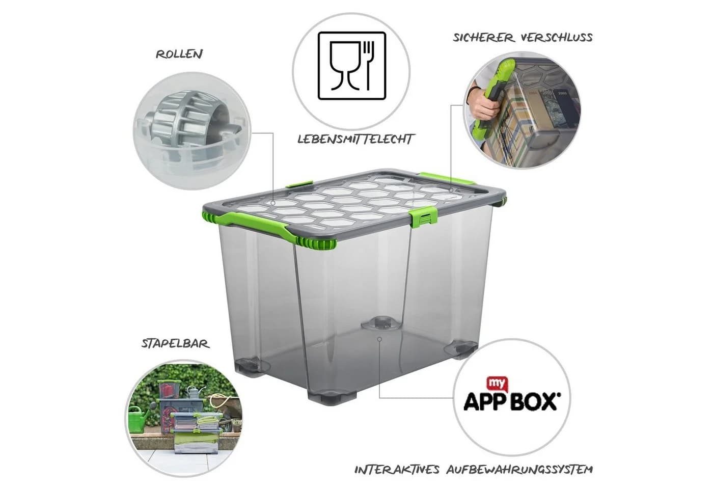 ROTHO Aufbewahrungsbox 3er Set 65l EVO Total - Bild 3