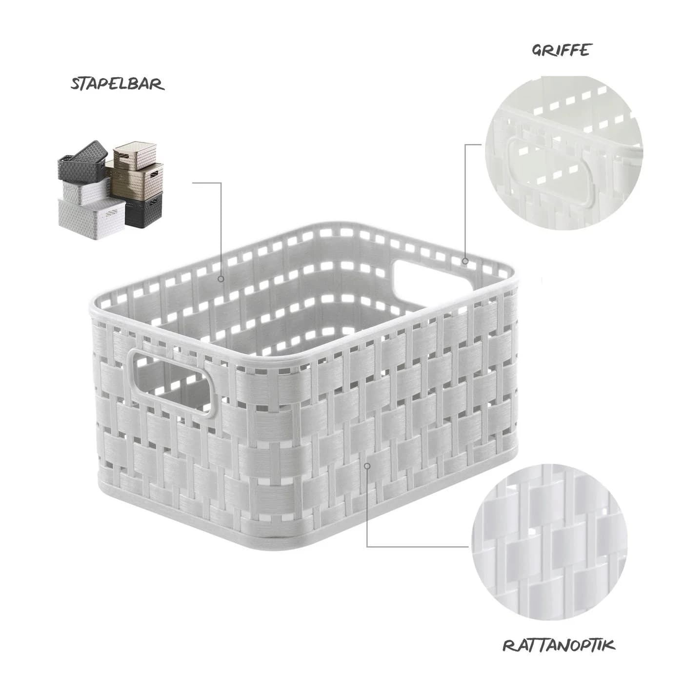 ROTHO Aufbewahrungsbox 3-teilig Rattan-Optik - Bild 3
