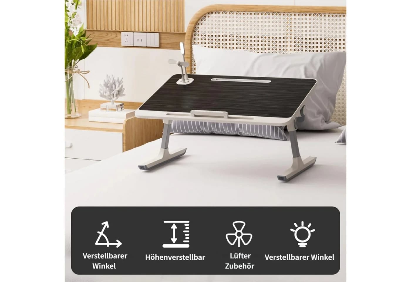 Rutaqian Laptoptisch Weiß Einstellbar Mit USB-Lüfter - Bild 3