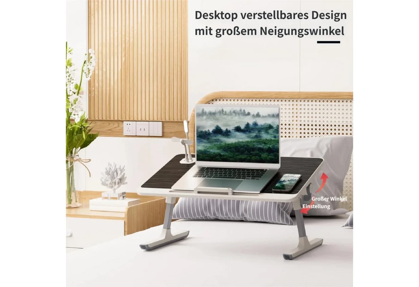 Rutaqian Laptoptisch Weiß Einstellbar Mit USB-Lüfter - Bild 4