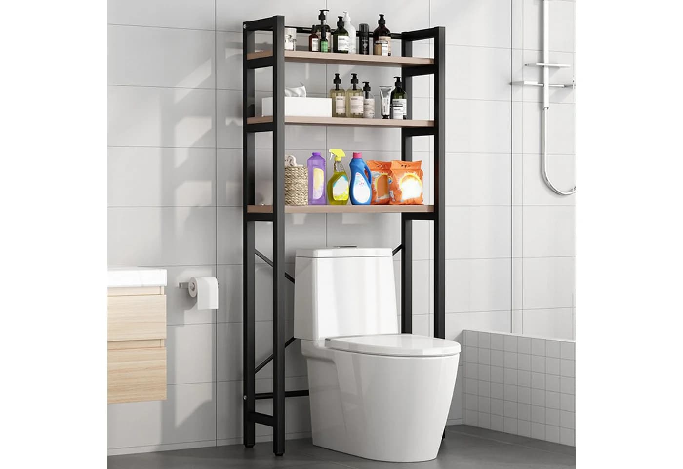 Rutaqian Waschmaschinenregal Badezimmer Platzsparer Aufbewahrungsorganizer - Bild 3