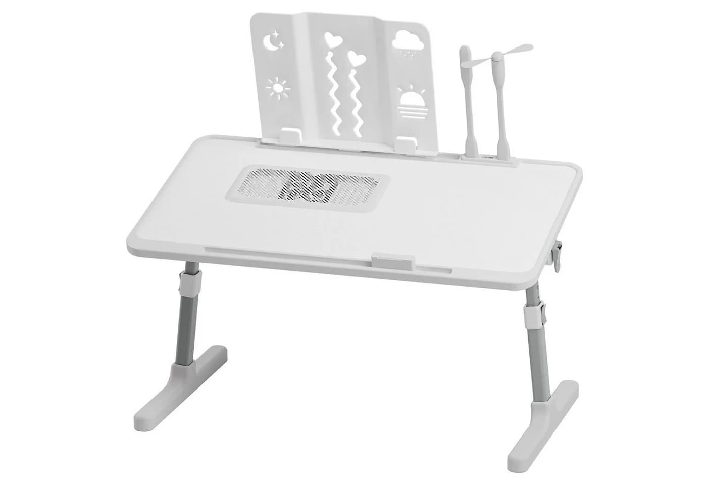 Rutaqian Verstellbarer Laptoptisch mit Lüfter und Schublade Weiß - Bild 4