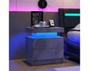 Rutaqian Nachttisch mit LED-Beleuchtung und 2 Schubladen Schwarz Bild 4