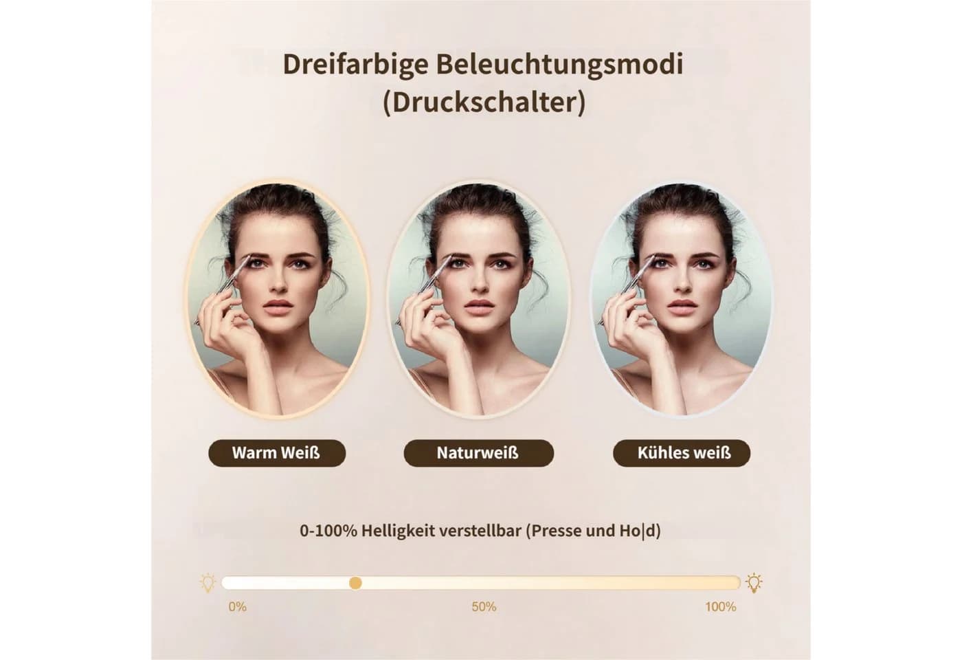 Rutaqian Schminktisch Weiß mit LED und Spiegel - Bild 5