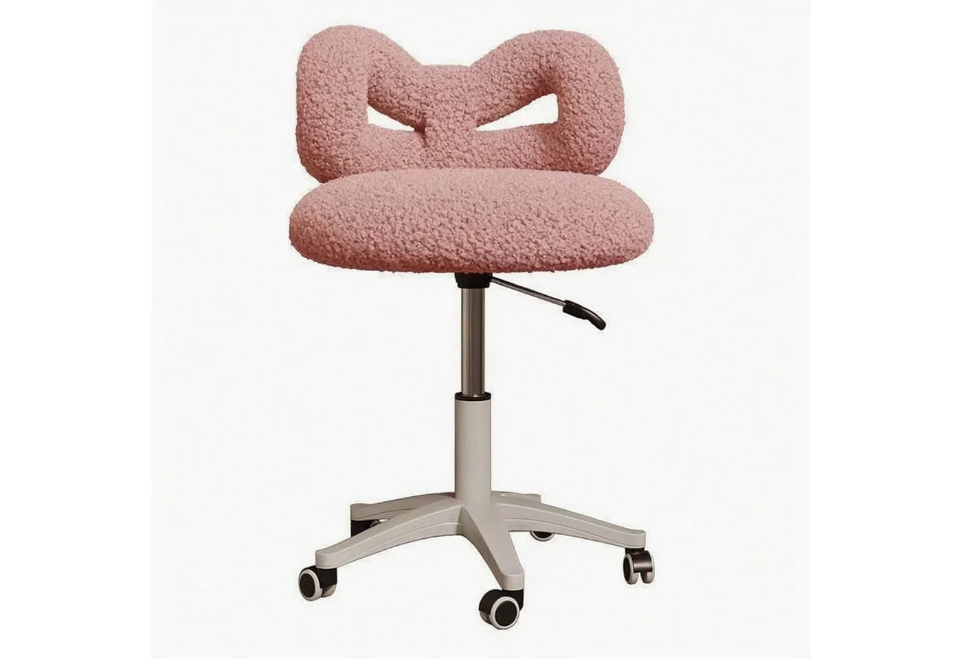 Rutaqian Drehbarer Schminkstuhl Rosa mit Höhenverstellung und Plüschbezug - Bild 2