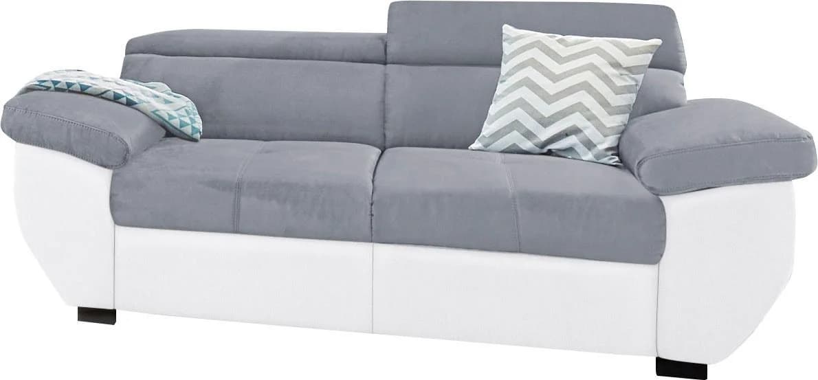COTTA 2-Sitzer Sofa Speedway Weiß Grau mit Kopfteilverstellung
