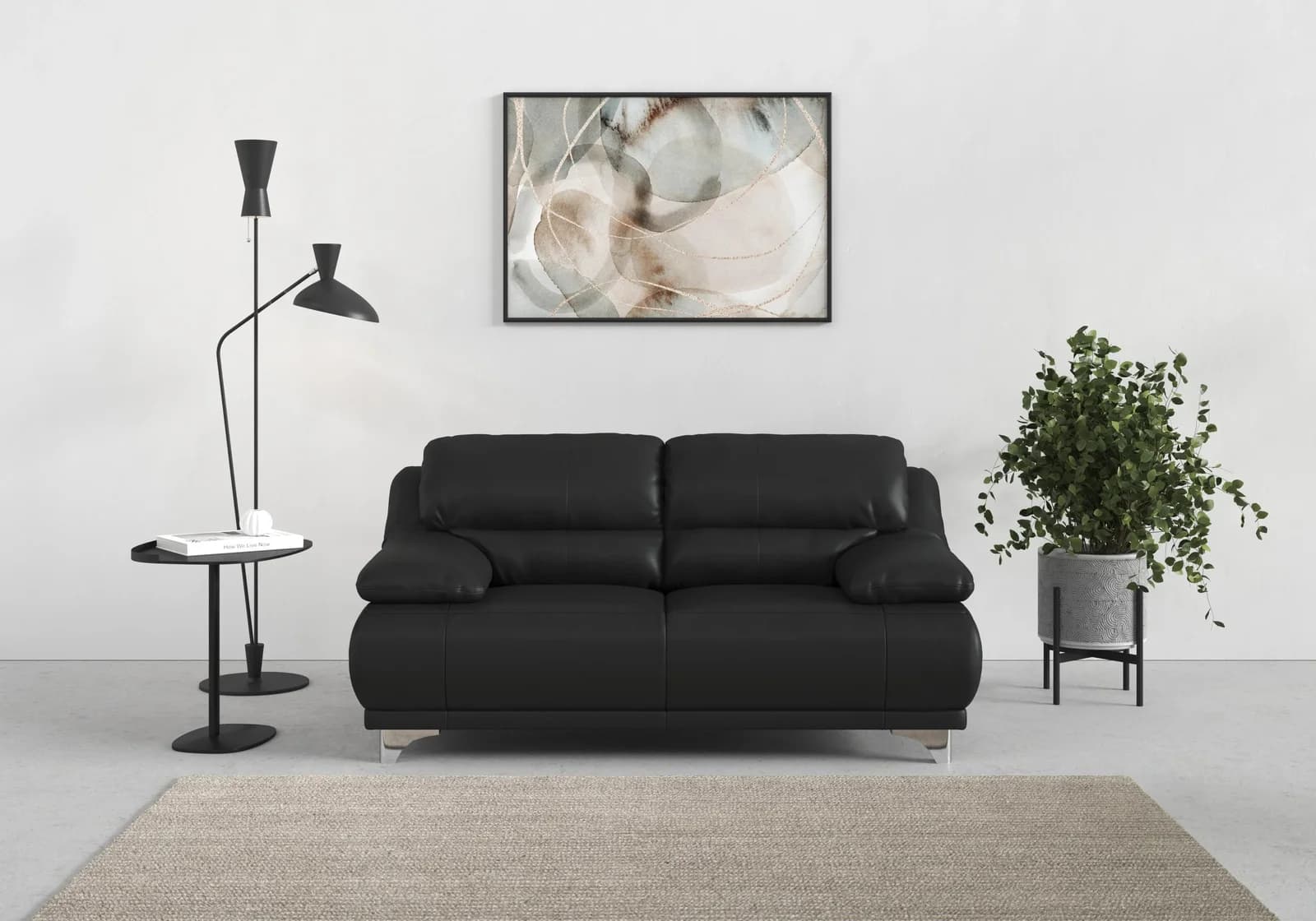 COTTA 2-Sitzer Sofa Maranello Schwarz Kunstleder