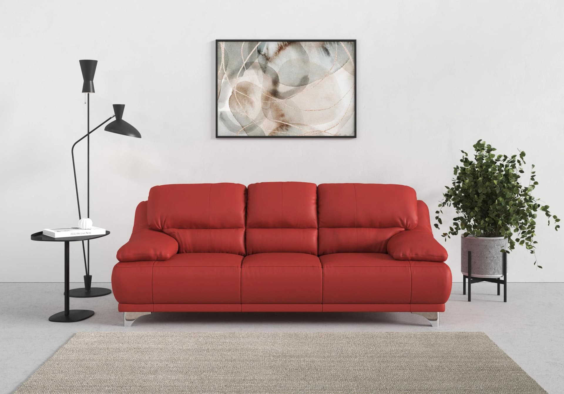 COTTA 3-Sitzer Sofa Maranello Rot Kunstleder